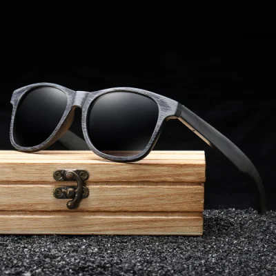 Atacado OEM unissex logotipo personalizado UV400 Tac óculos de sol de madeira de bambu polarizados para homens